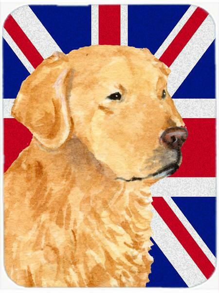 Golden Retriever with English Union Jack British Flag Glass Cutting Board Large Size SS4918LCB by Caroline&#39;s Treasures