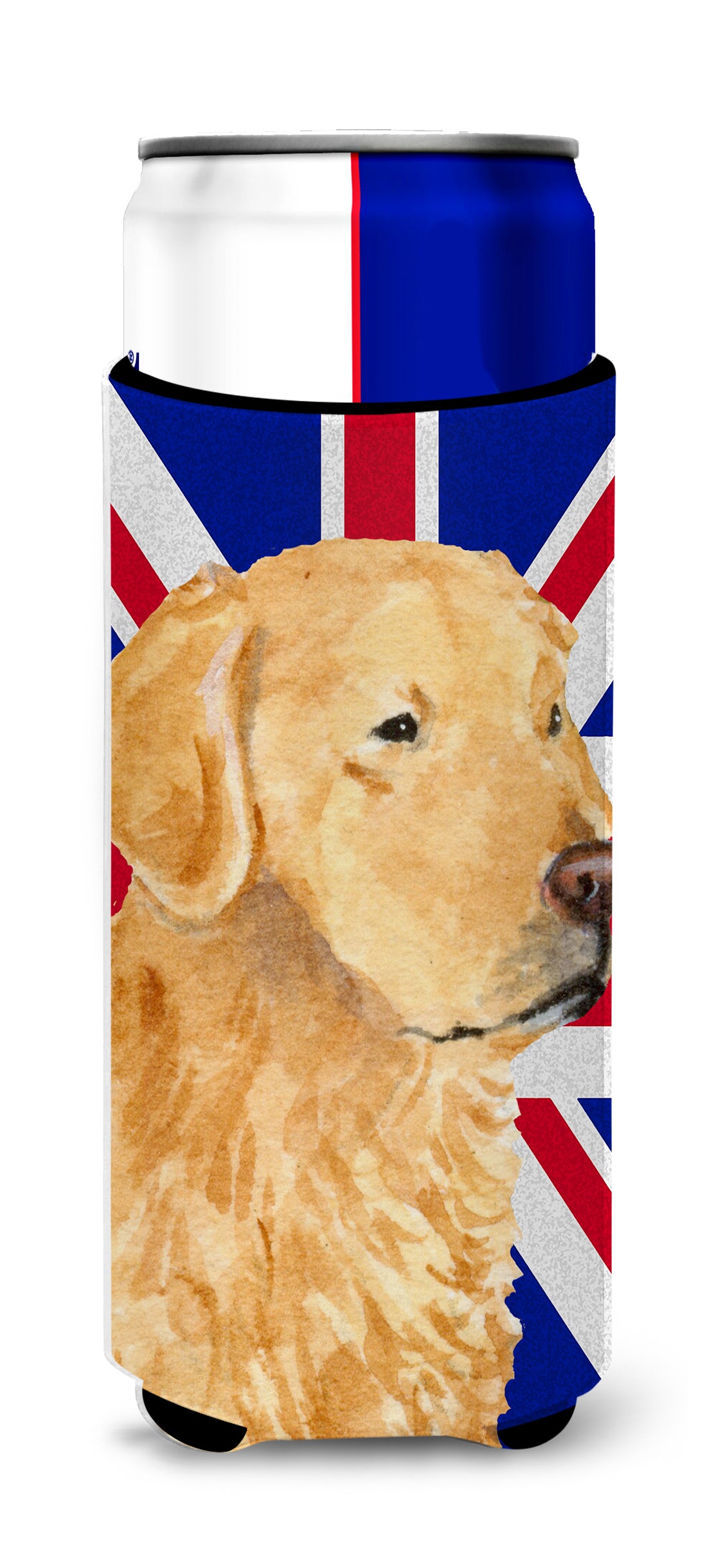Golden Retriever with English Union Jack British Flag Ultra Beverage Insulators for slim cans SS4918MUK