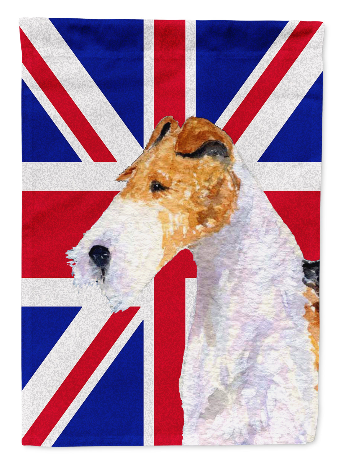 Fox Terrier with English Union Jack British Flag Flag Canvas House Size SS4920CHF