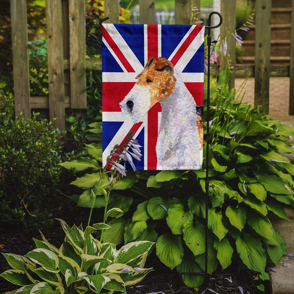 Fox Terrier with English Union Jack British Flag Flag Garden Size SS4920GF  the-store.com.