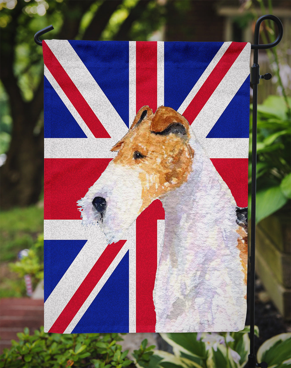 Fox Terrier with English Union Jack British Flag Flag Garden Size SS4920GF  the-store.com.