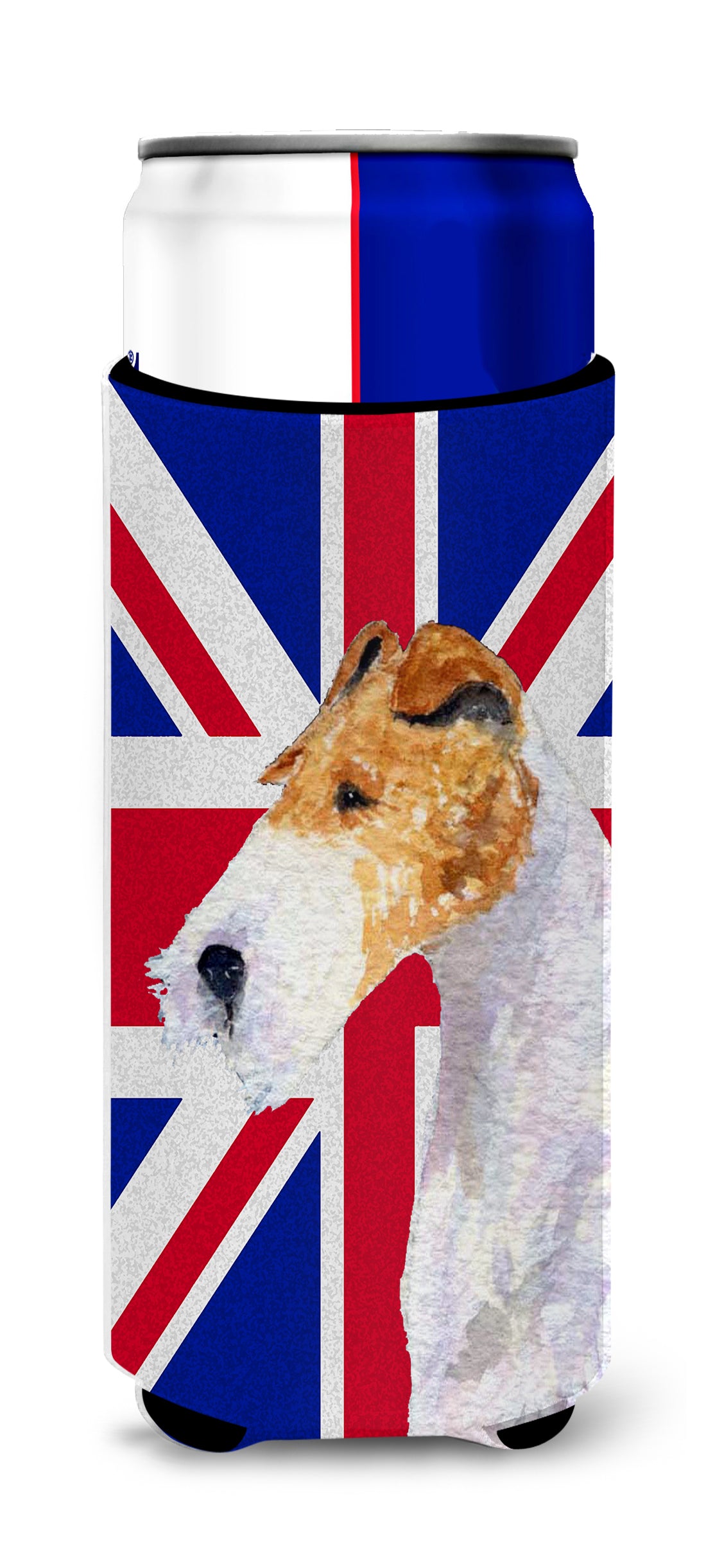 Fox Terrier with English Union Jack British Flag Ultra Beverage Insulators for slim cans SS4920MUK