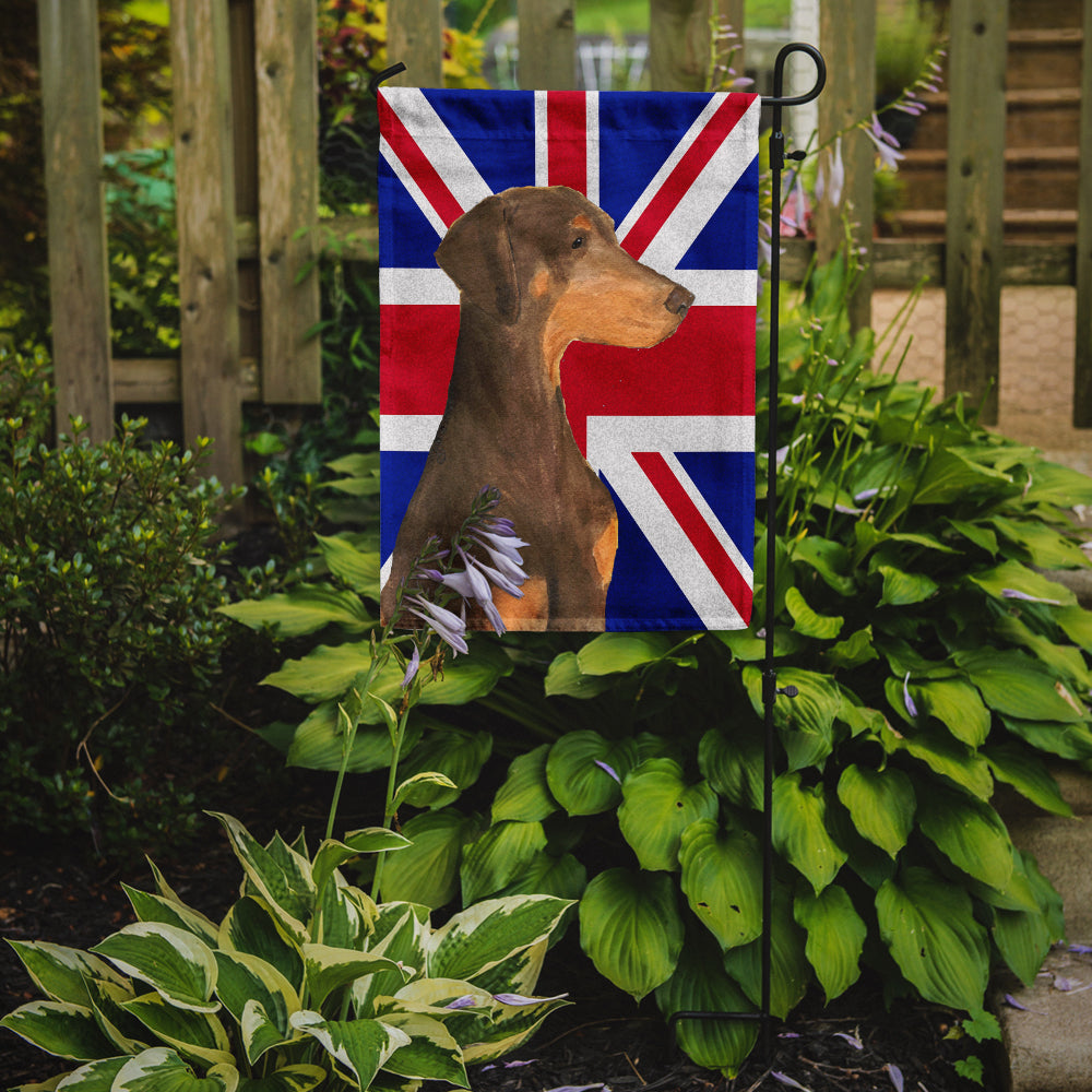 Doberman Natural Ears with English Union Jack British Flag Flag Garden Size