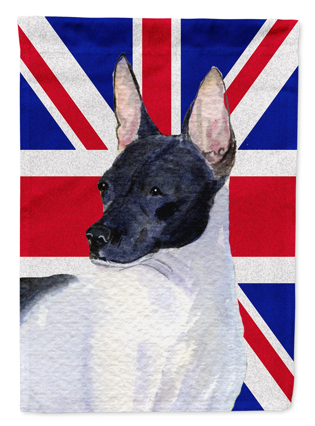 Rat Terrier with English Union Jack British Flag Flag Canvas House Size SS4922CHF