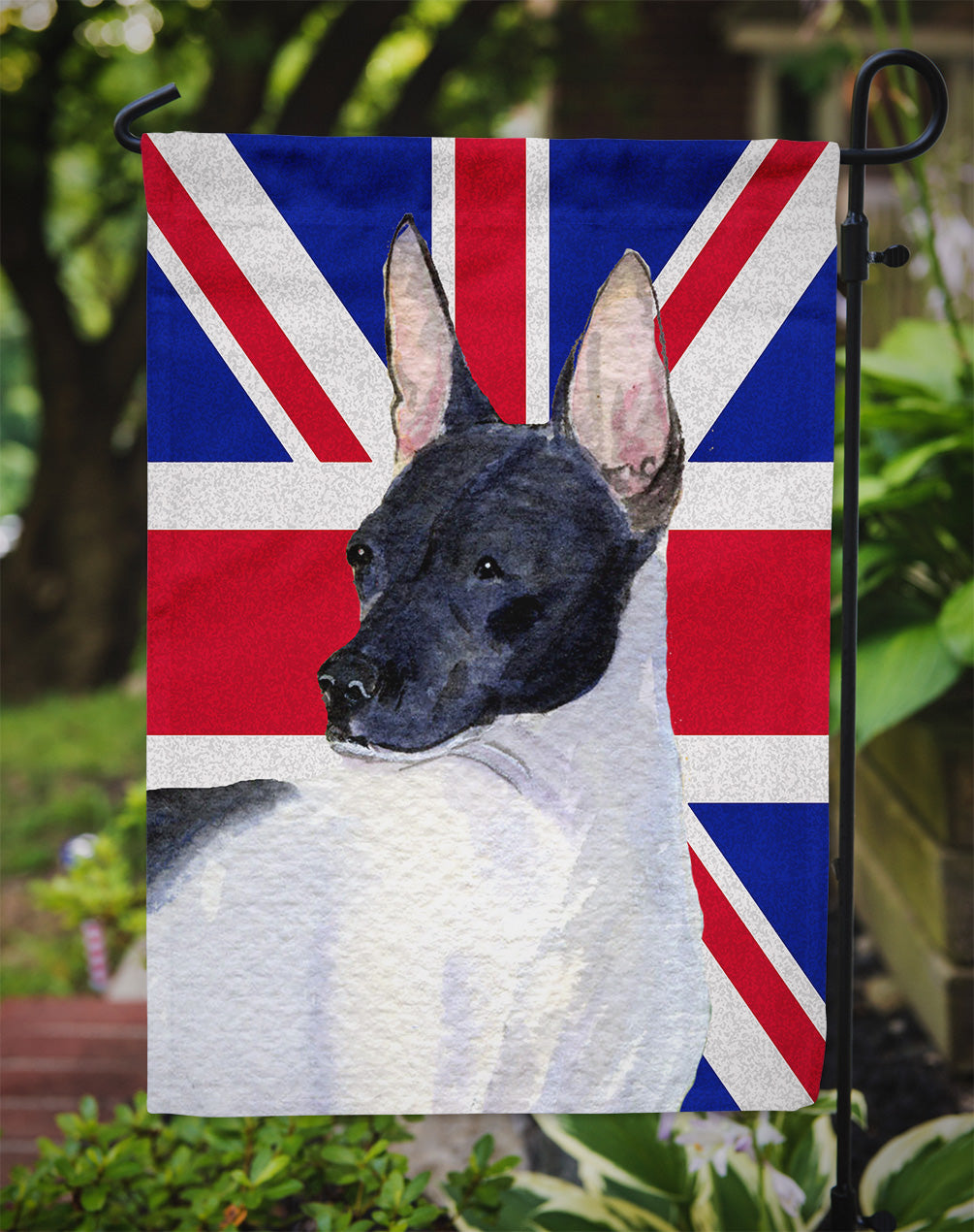 Rat Terrier with English Union Jack British Flag Flag Garden Size SS4922GF  the-store.com.