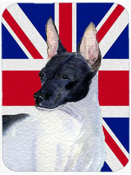 Rat Terrier with English Union Jack British Flag Glass Cutting Board Large Size SS4922LCB by Caroline&#39;s Treasures