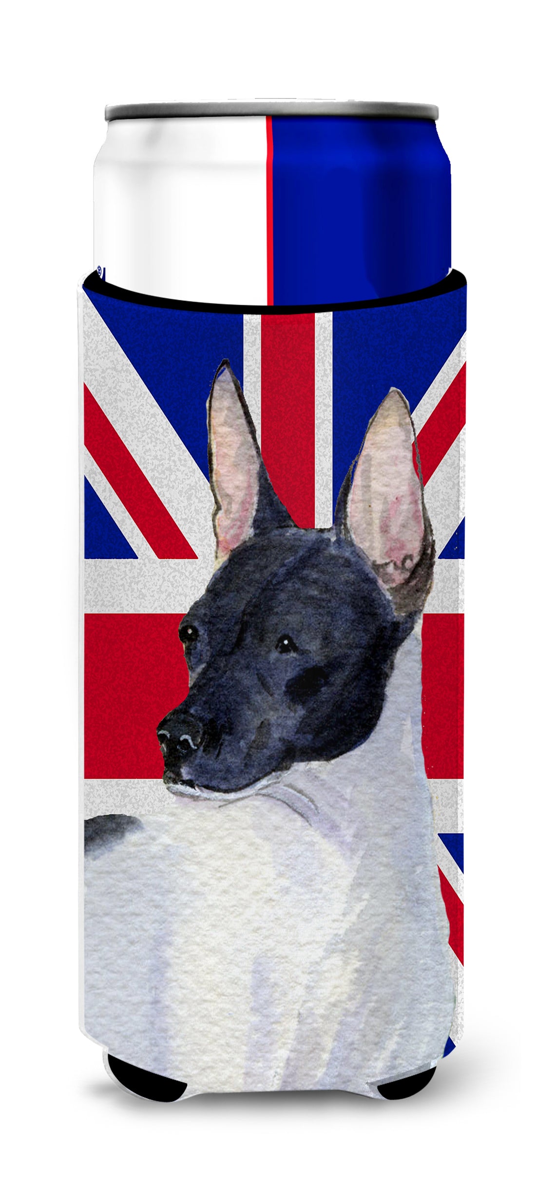 Rat Terrier with English Union Jack British Flag Ultra Beverage Insulators for slim cans SS4922MUK.