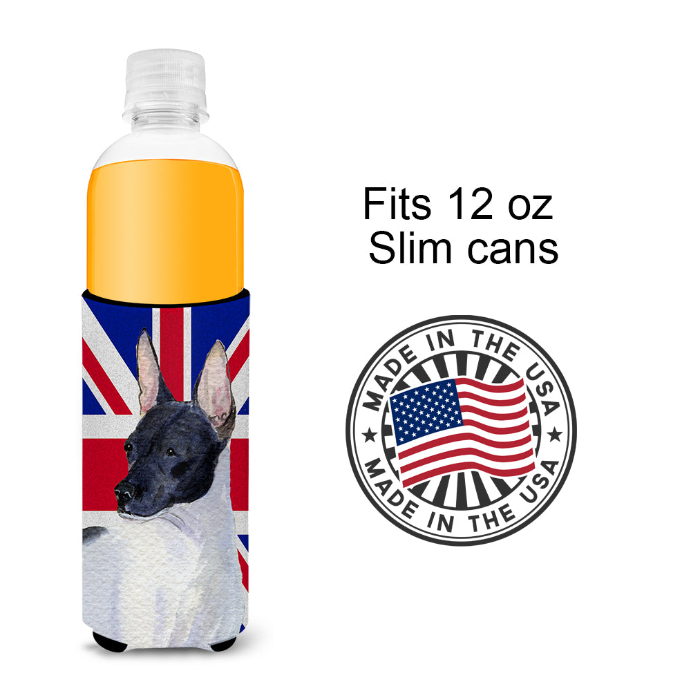 Rat Terrier with English Union Jack British Flag Ultra Beverage Insulators for slim cans SS4922MUK