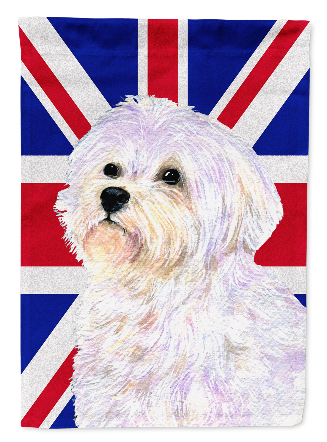 Maltese with English Union Jack British Flag Flag Canvas House Size SS4923CHF  the-store.com.