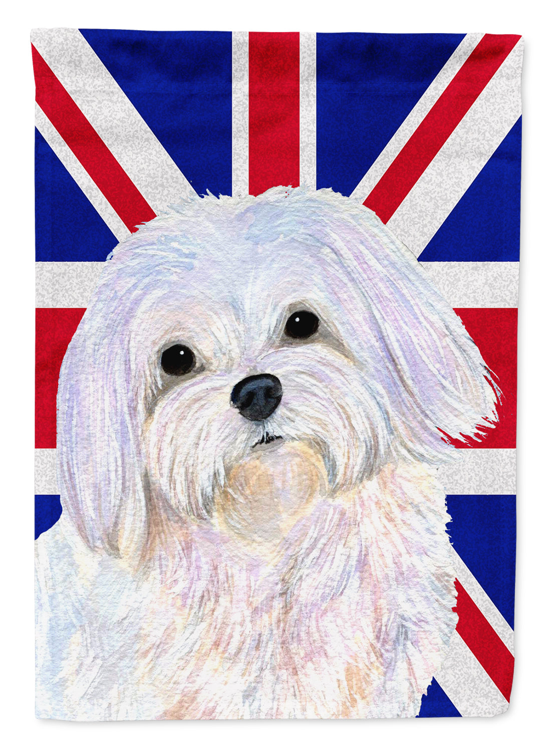 Maltese with English Union Jack British Flag Flag Canvas House Size SS4924CHF  the-store.com.
