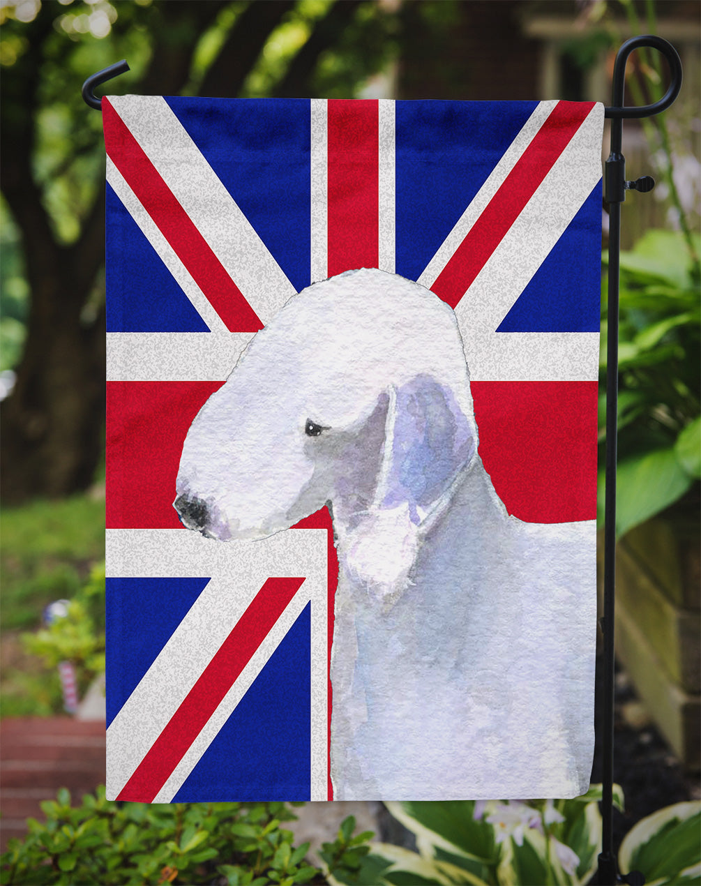 Bedlington Terrier with English Union Jack British Flag Flag Garden Size SS4925GF
