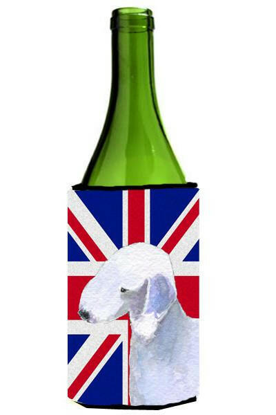 Bedlington Terrier with English Union Jack British Flag Wine Bottle Beverage Insulator Hugger SS4925LITERK by Caroline&#39;s Treasures
