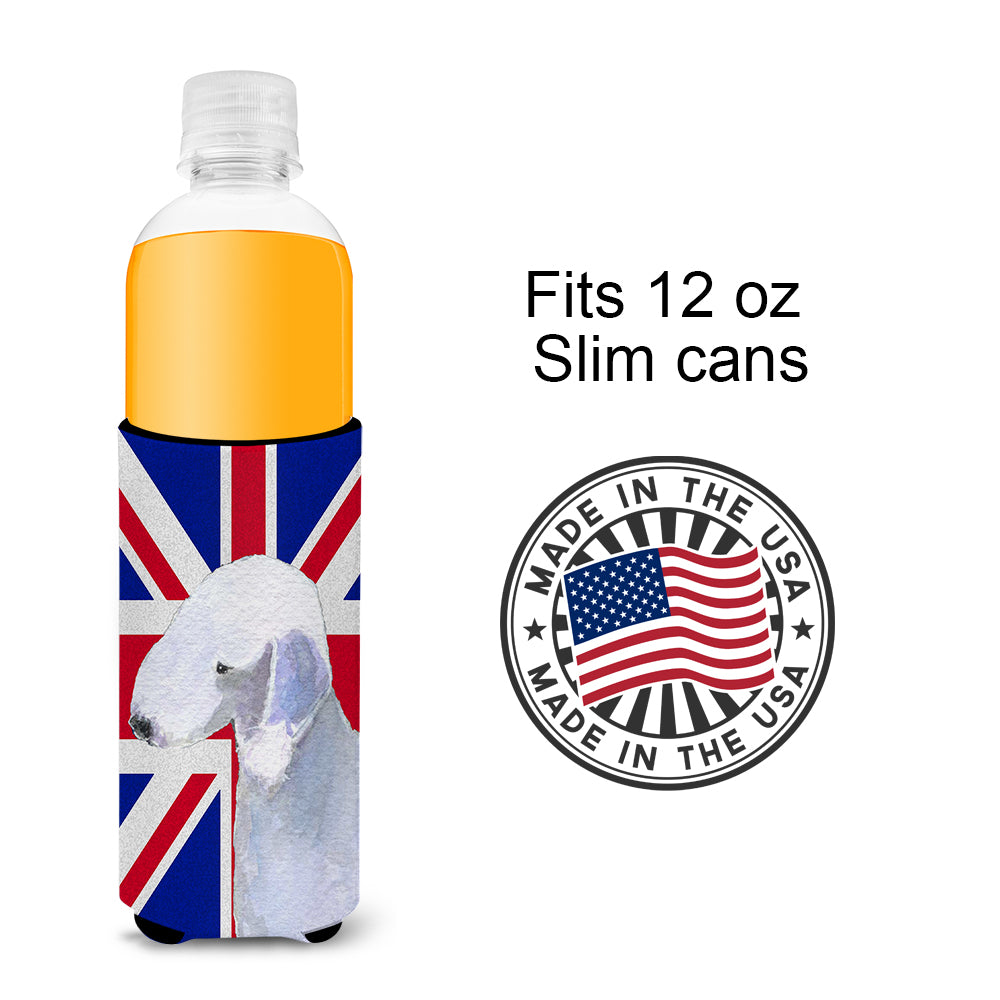 Bedlington Terrier with English Union Jack British Flag Ultra Beverage Insulators for slim cans SS4925MUK.