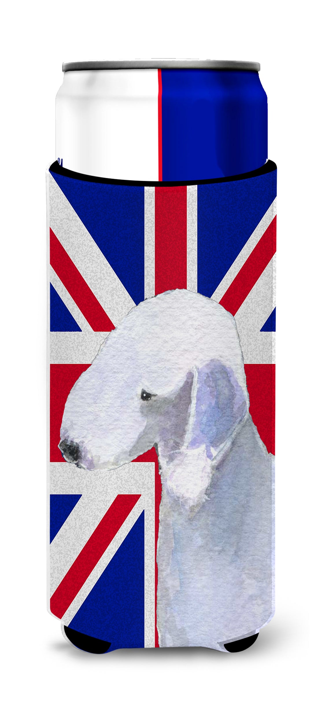Bedlington Terrier with English Union Jack British Flag Ultra Beverage Insulators for slim cans SS4925MUK.