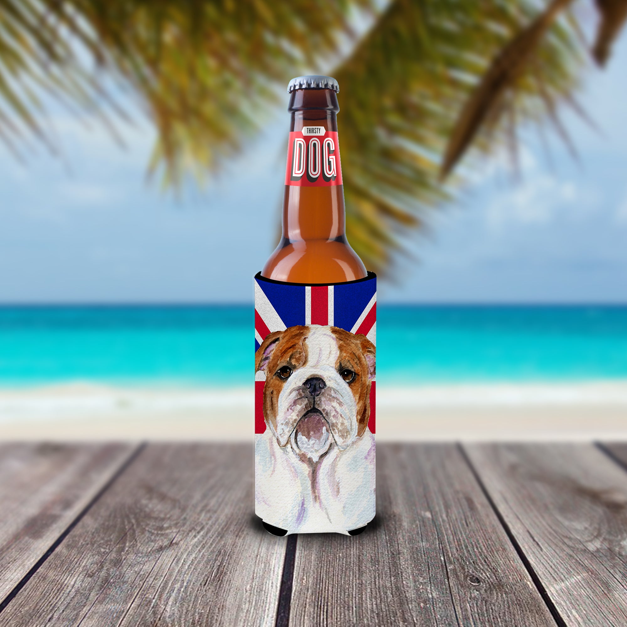 English Bulldog with English Union Jack British Flag Ultra Beverage Insulators for slim cans SS4926MUK