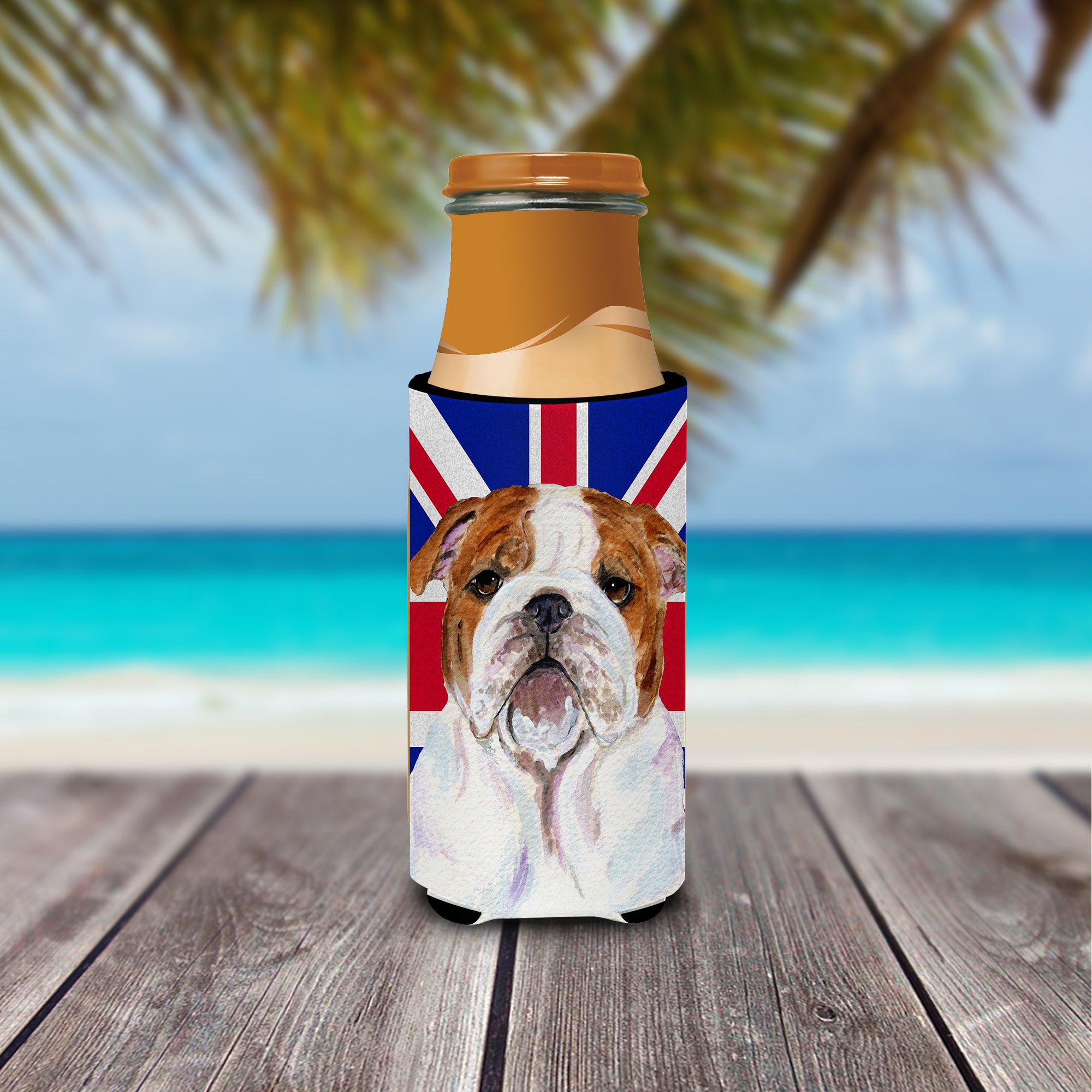 English Bulldog with English Union Jack British Flag Ultra Beverage Insulators for slim cans SS4926MUK