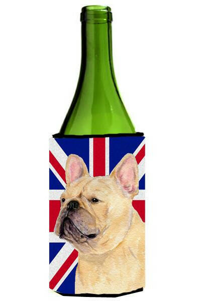 French Bulldog with English Union Jack British Flag Wine Bottle Beverage Insulator Hugger SS4927LITERK by Caroline&#39;s Treasures