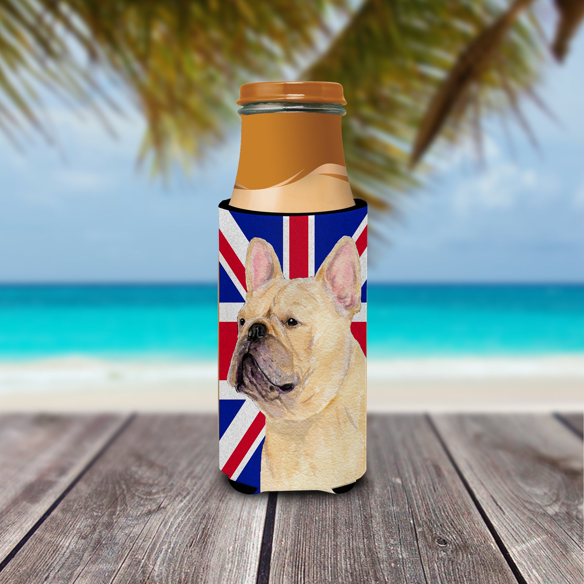 French Bulldog with English Union Jack British Flag Ultra Beverage Insulators for slim cans SS4927MUK.