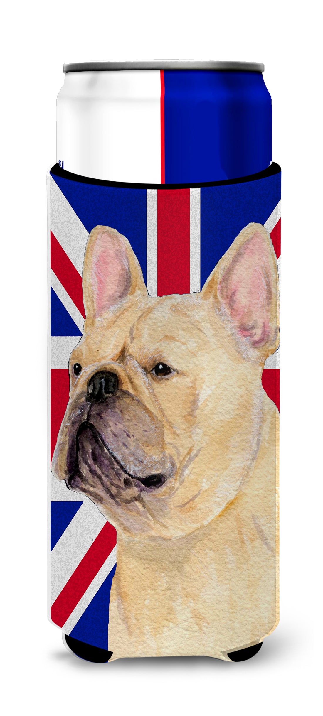 French Bulldog with English Union Jack British Flag Ultra Beverage Insulators for slim cans SS4927MUK.