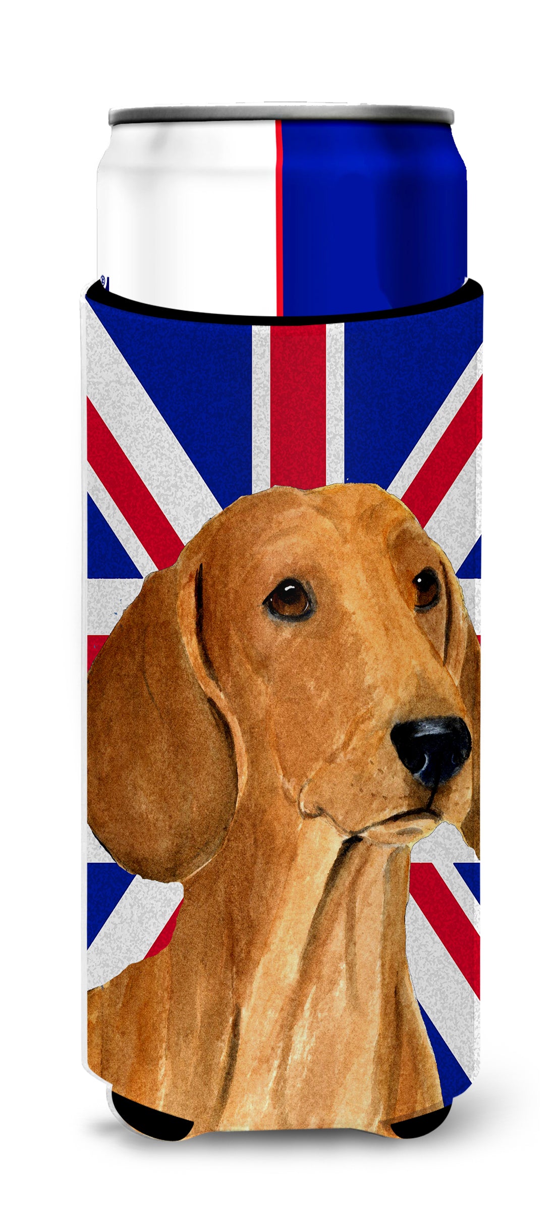 Dachshund with English Union Jack British Flag Ultra Beverage Insulators for slim cans SS4929MUK