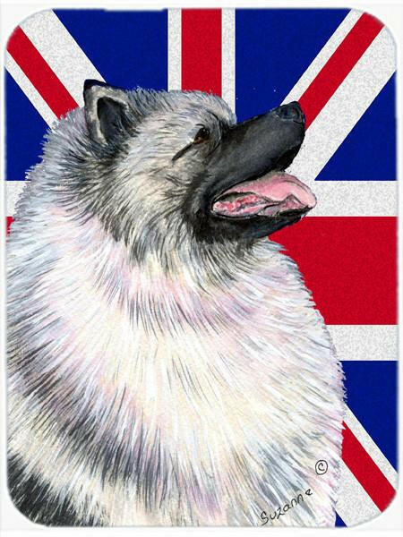 Keeshond with English Union Jack British Flag Glass Cutting Board Large Size SS4930LCB by Caroline&#39;s Treasures