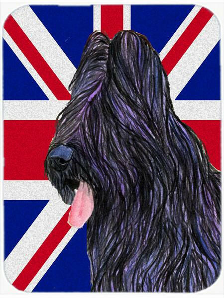 Briard with English Union Jack British Flag Glass Cutting Board Large Size SS4931LCB by Caroline&#39;s Treasures