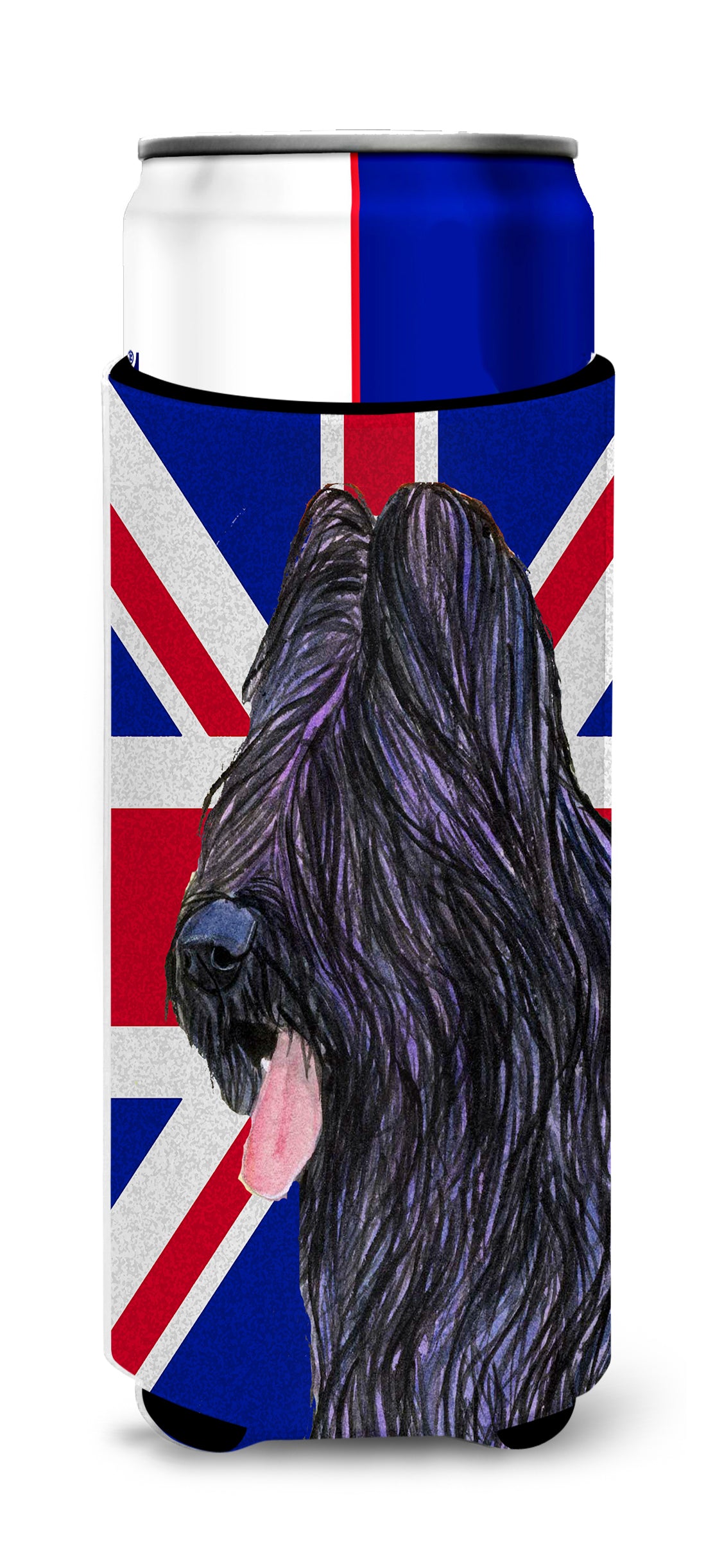 Briard with English Union Jack British Flag Ultra Beverage Insulators for slim cans SS4931MUK