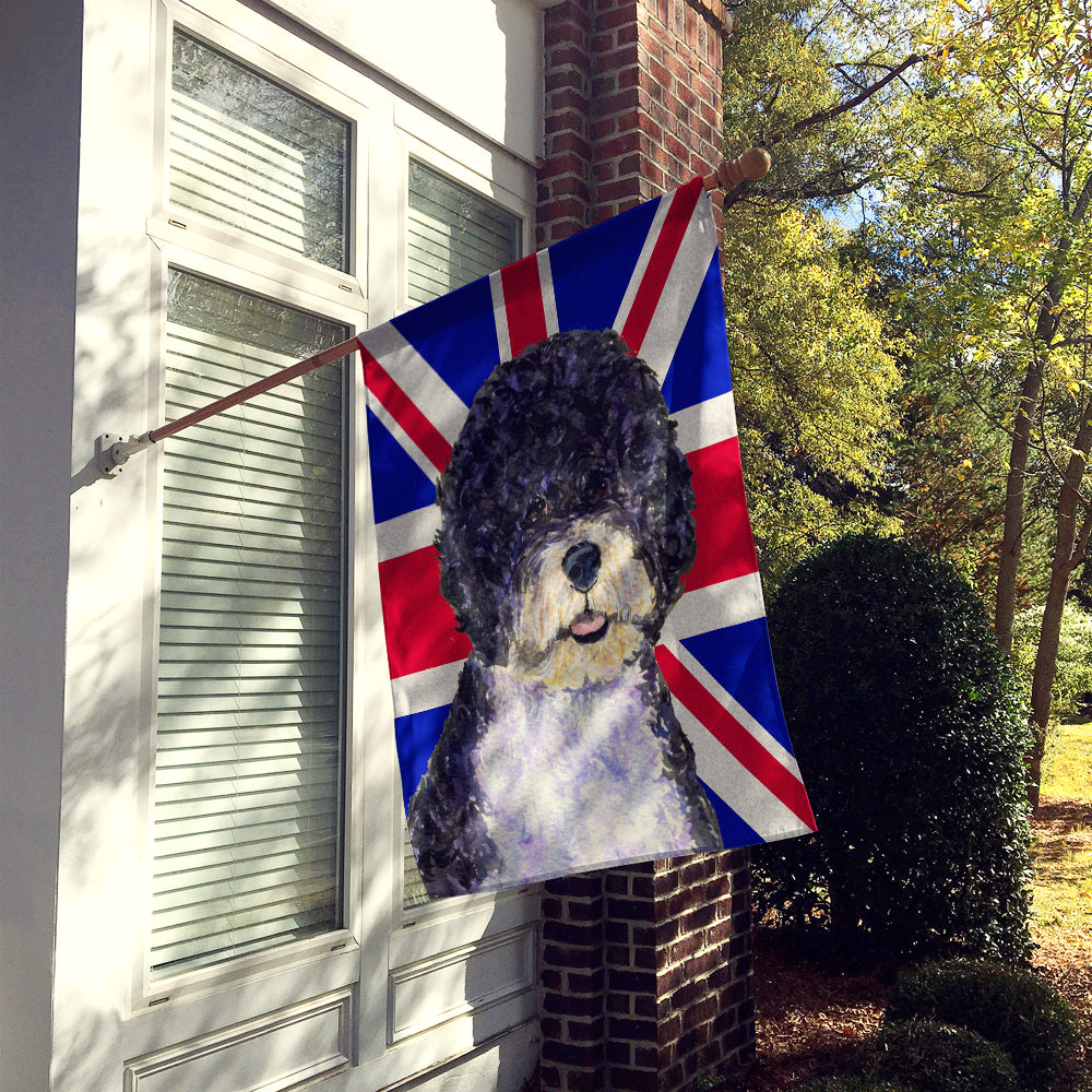 Portuguese Water Dog with English Union Jack British Flag Flag Canvas House Size SS4932CHF