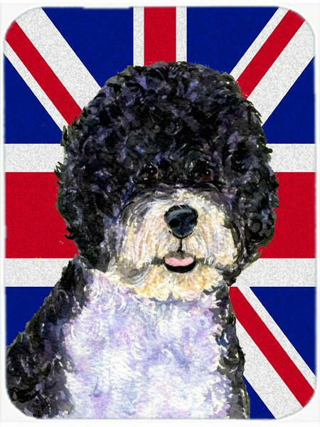 Portuguese Water Dog with English Union Jack British Flag Glass Cutting Board Large Size SS4932LCB by Caroline&#39;s Treasures