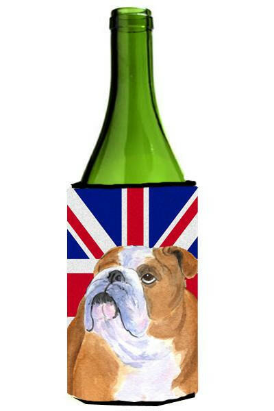 English Bulldog with English Union Jack British Flag Wine Bottle Beverage Insulator Hugger SS4933LITERK by Caroline&#39;s Treasures