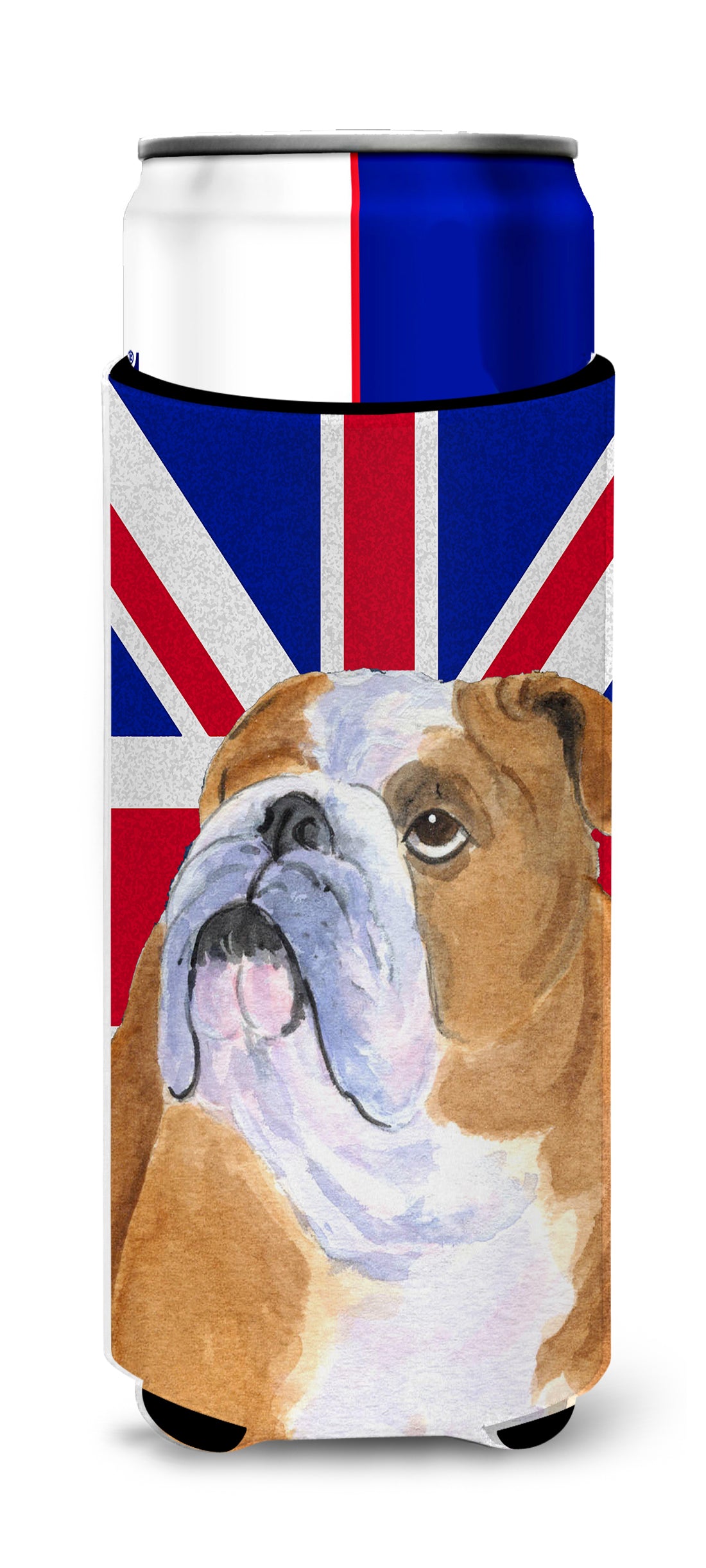 English Bulldog with English Union Jack British Flag Ultra Beverage Insulators for slim cans SS4933MUK.
