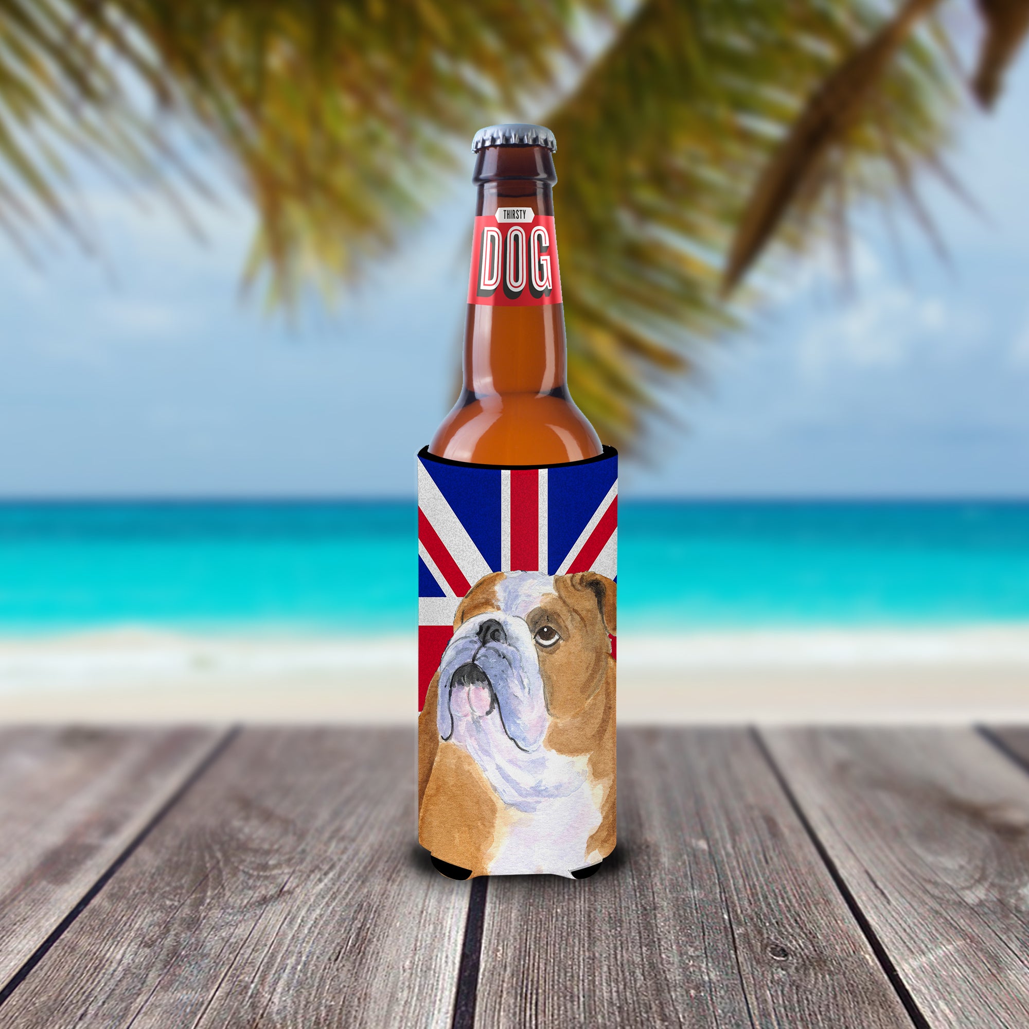 English Bulldog with English Union Jack British Flag Ultra Beverage Insulators for slim cans SS4933MUK