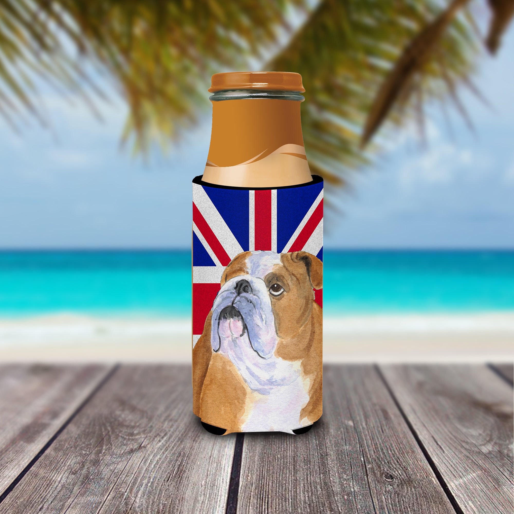 English Bulldog with English Union Jack British Flag Ultra Beverage Insulators for slim cans SS4933MUK