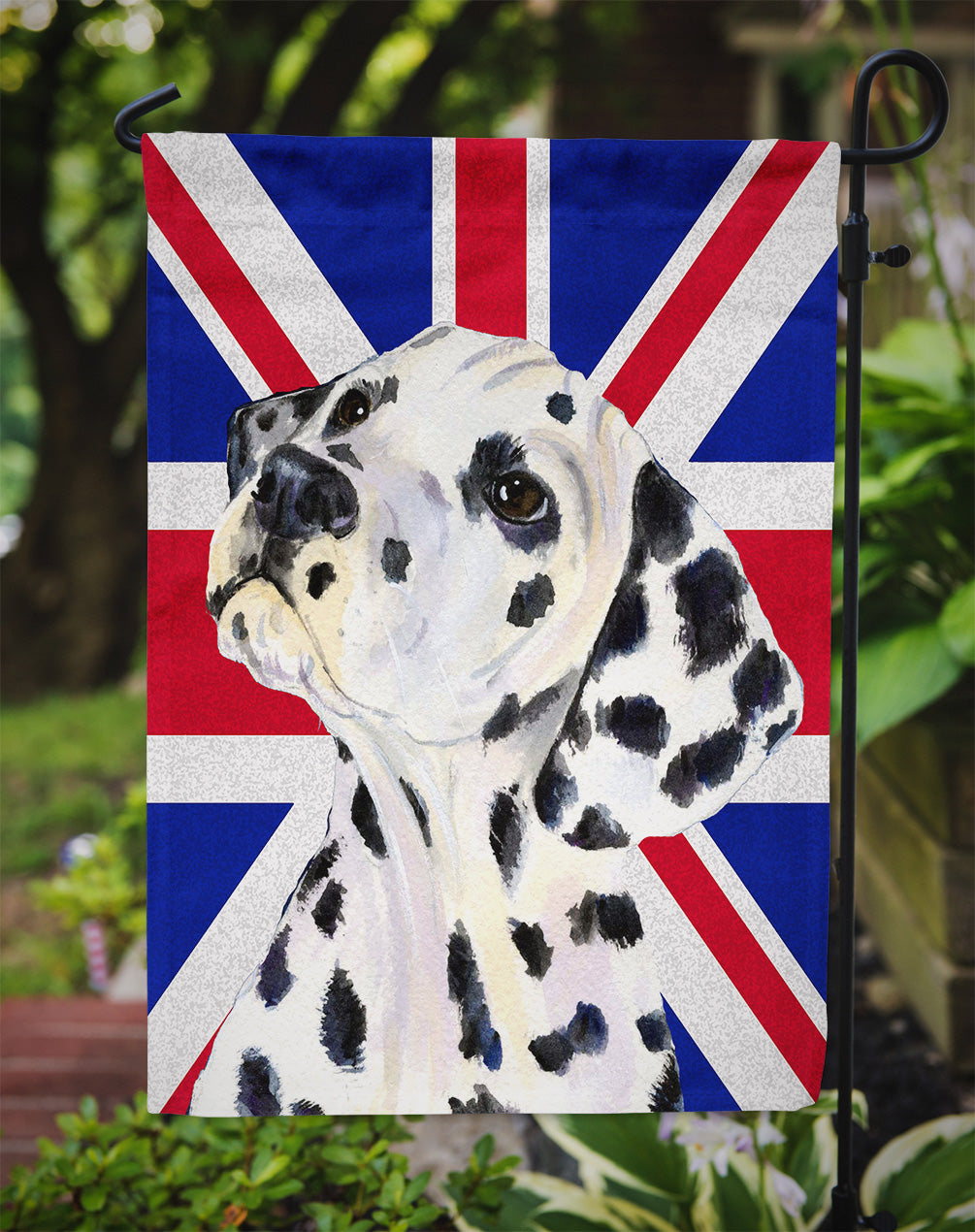 Dalmatian with English Union Jack British Flag Flag Garden Size