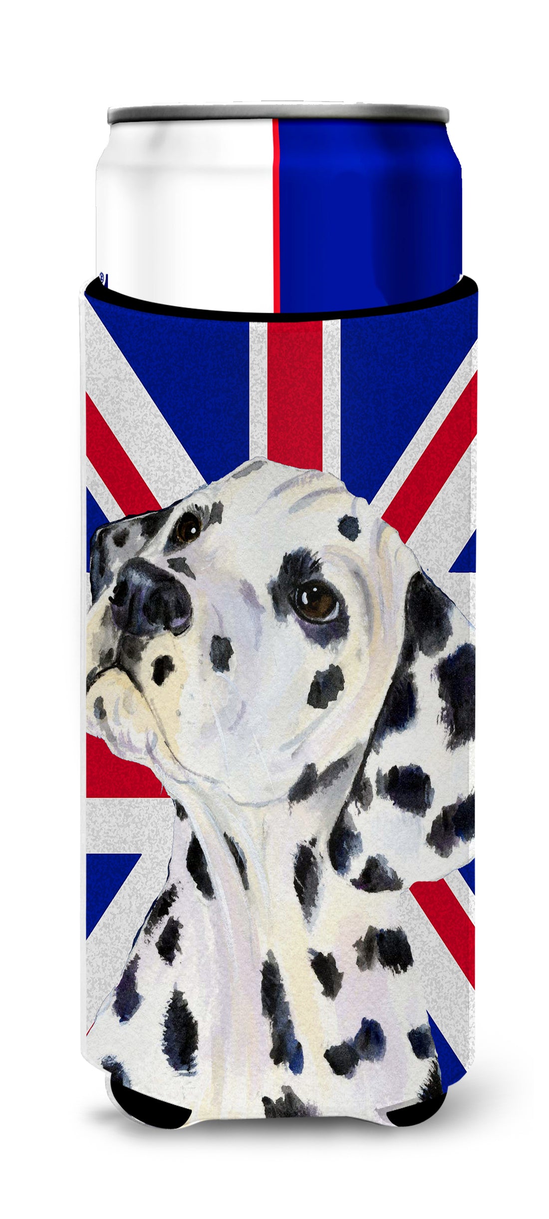Dalmatian with English Union Jack British Flag Ultra Beverage Insulators for slim cans SS4934MUK.