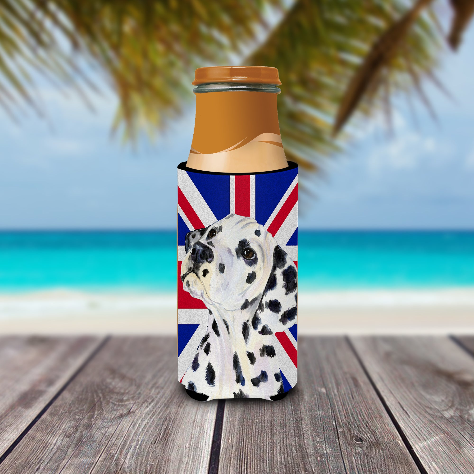 Dalmatian with English Union Jack British Flag Ultra Beverage Insulators for slim cans SS4934MUK.