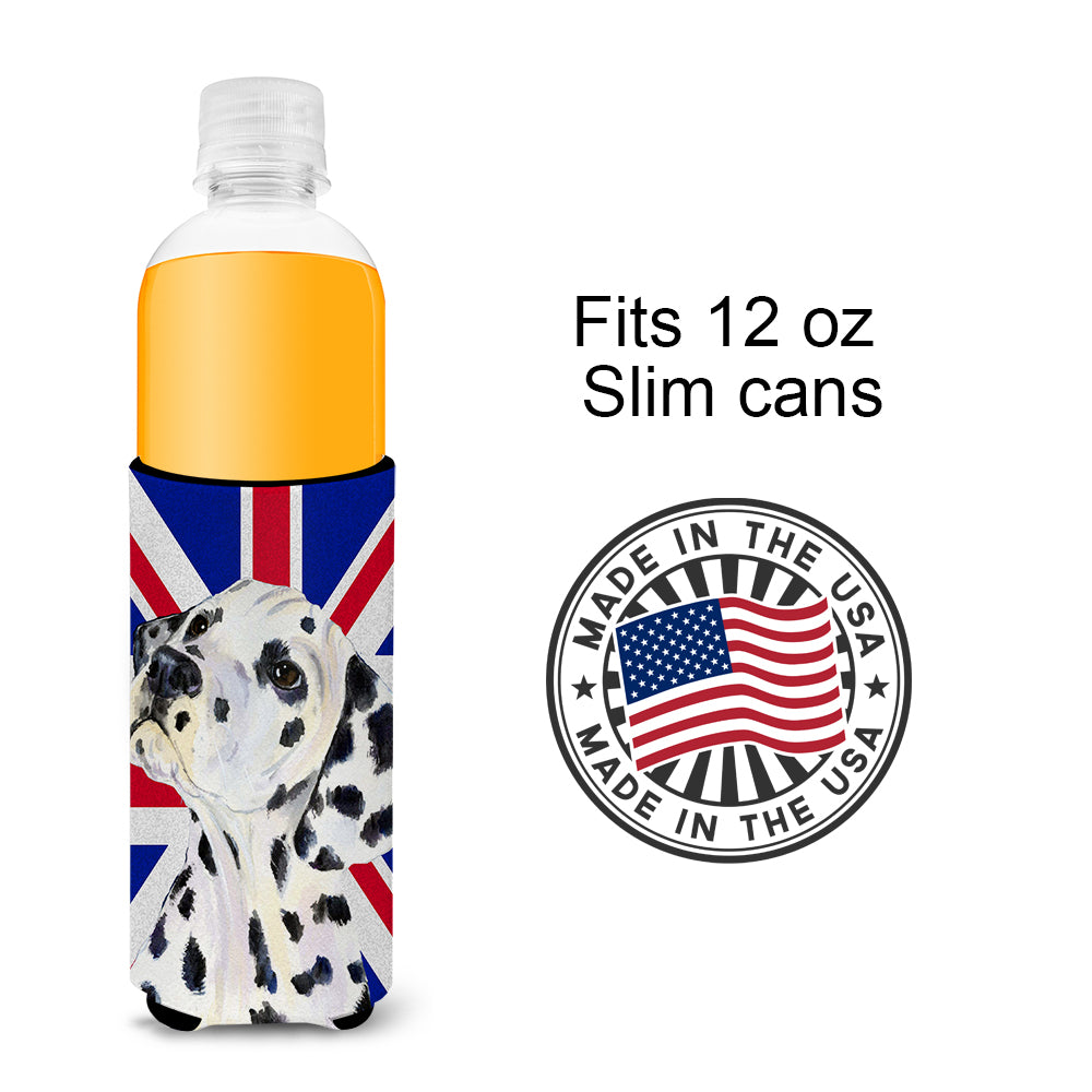 Dalmatian with English Union Jack British Flag Ultra Beverage Insulators for slim cans SS4934MUK