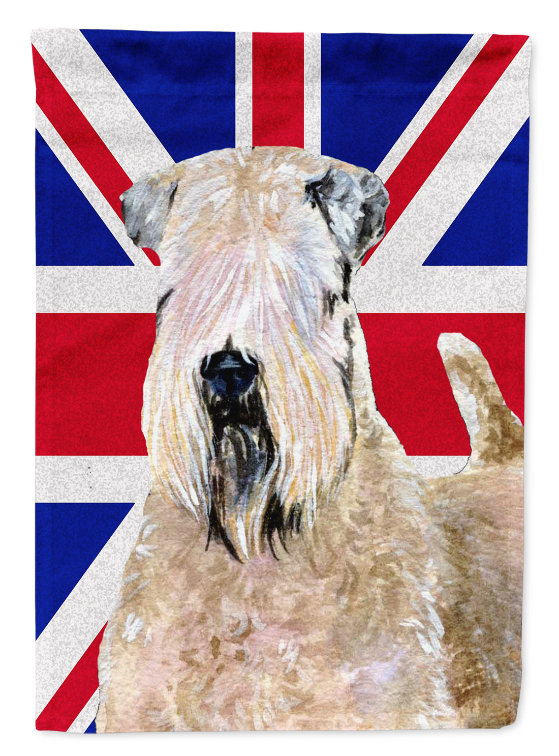 Wheaten Terrier Soft Coated with English Union Jack British Flag Flag Canvas House Size SS4935CHF  the-store.com.