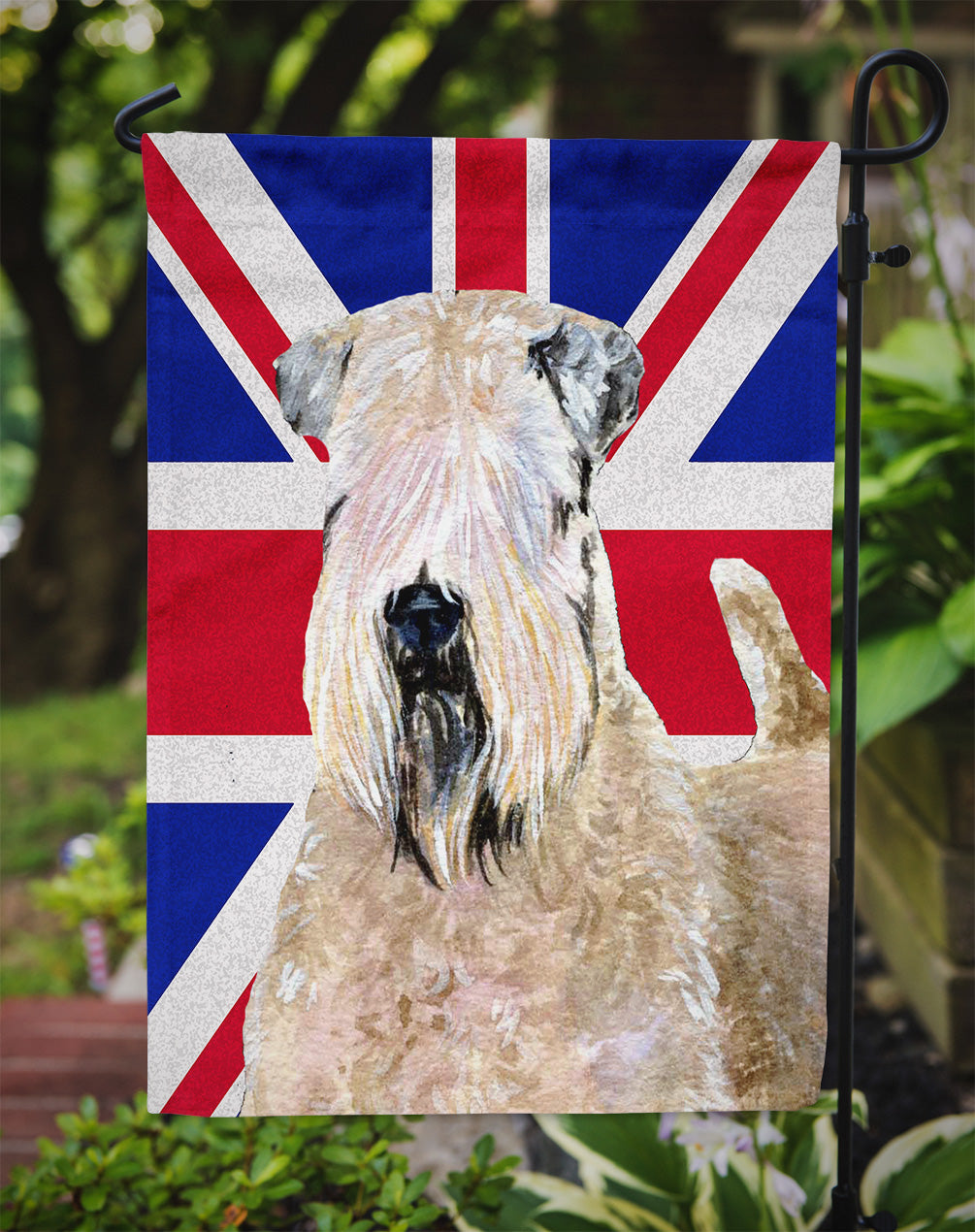Wheaten Terrier Soft Coated with English Union Jack British Flag Flag Garden Size SS4935GF