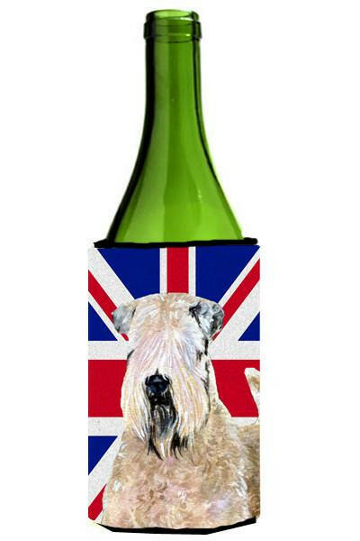 Wheaten Terrier Soft Coated with English Union Jack British Flag Wine Bottle Beverage Insulator Hugger SS4935LITERK by Caroline&#39;s Treasures