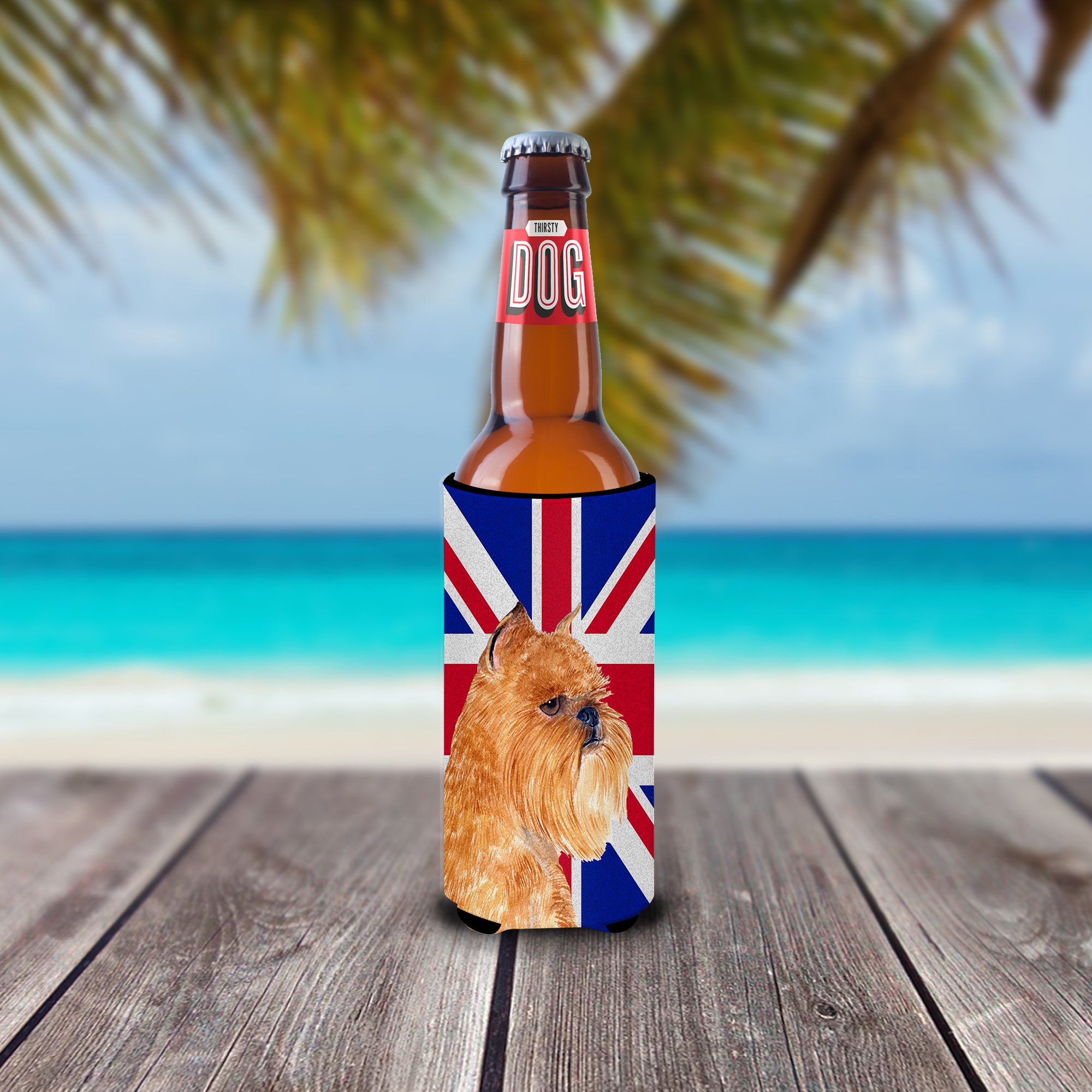 Brussels Griffon with English Union Jack British Flag Ultra Beverage Insulators for slim cans SS4936MUK
