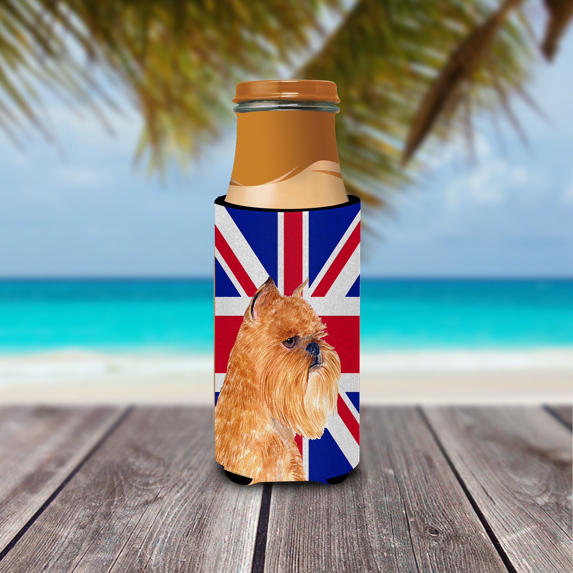 Brussels Griffon with English Union Jack British Flag Ultra Beverage Insulators for slim cans SS4936MUK.