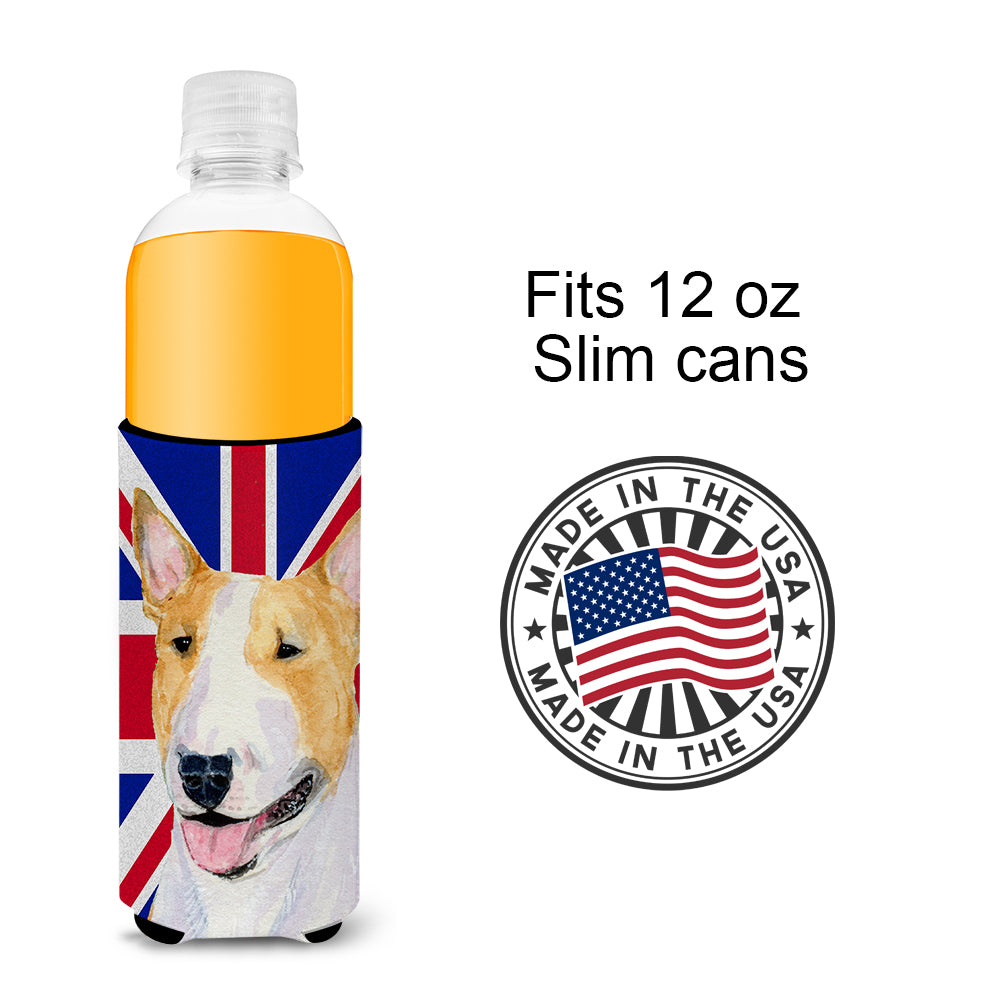 Bull Terrier with English Union Jack British Flag Ultra Beverage Insulators for slim cans SS4938MUK