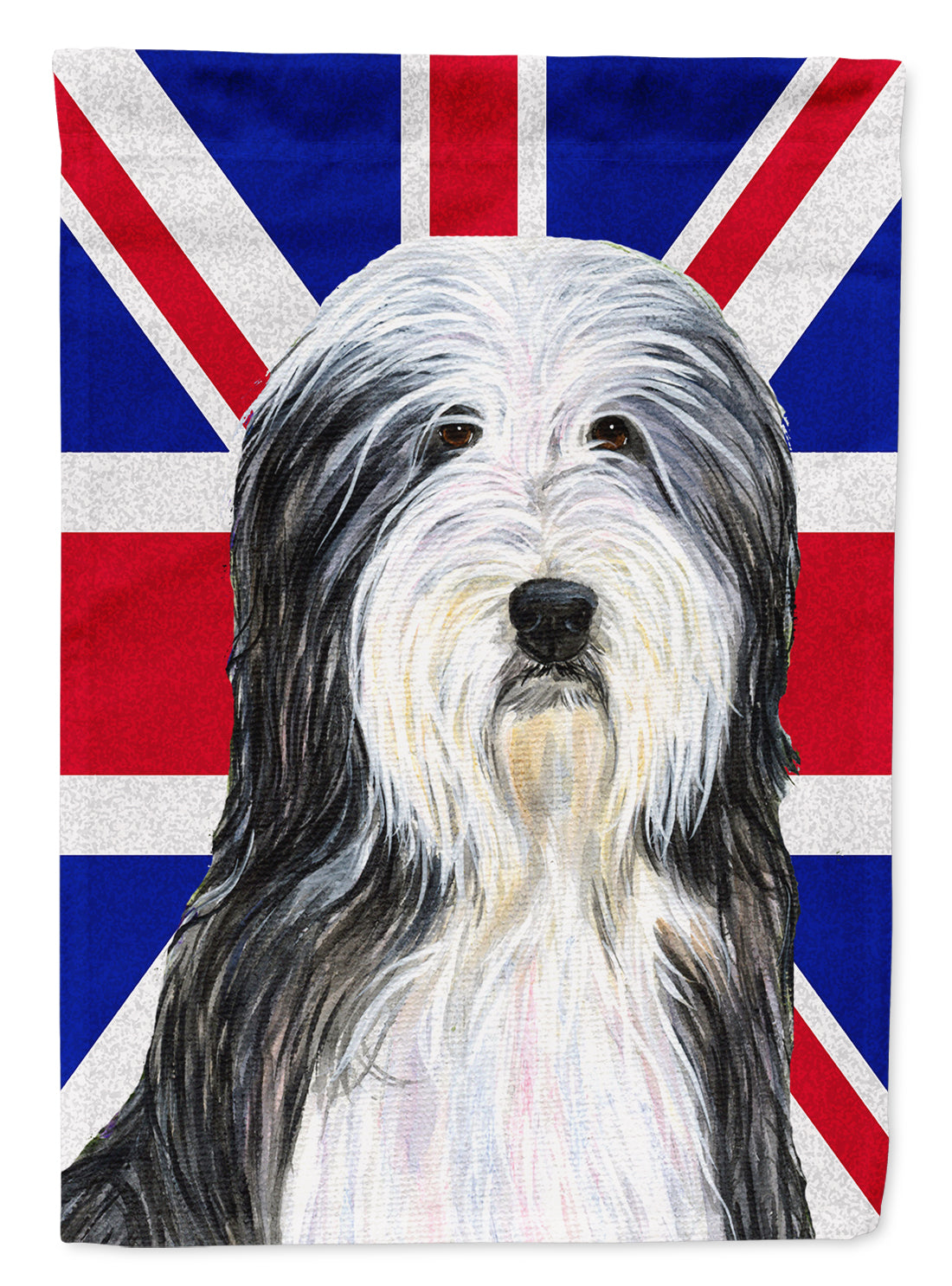 Bearded Collie with English Union Jack British Flag Flag Canvas House Size SS4939CHF  the-store.com.