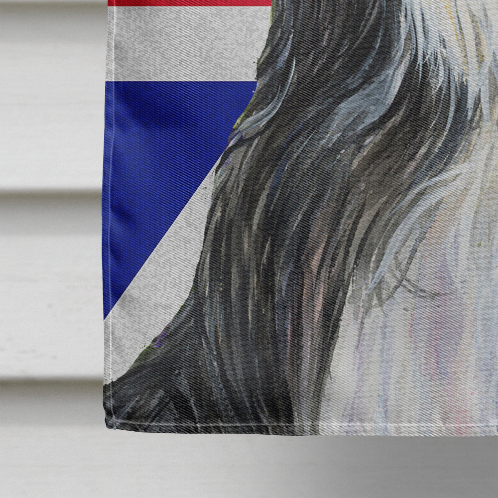 Bearded Collie with English Union Jack British Flag Flag Canvas House Size SS4939CHF