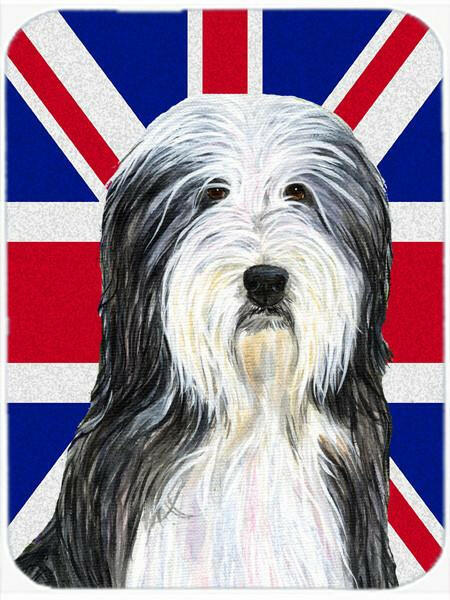 Bearded Collie with English Union Jack British Flag Glass Cutting Board Large Size SS4939LCB by Caroline&#39;s Treasures