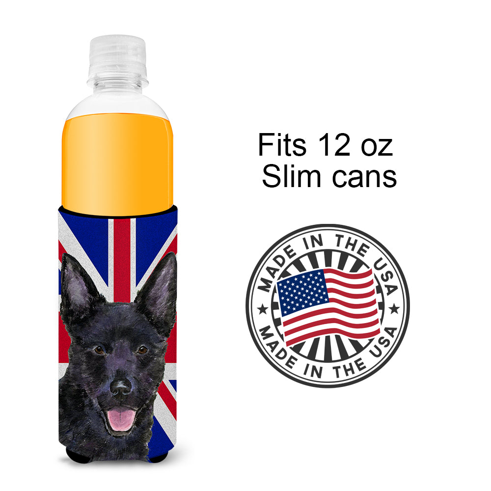 Australian Kelpie with English Union Jack British Flag Ultra Beverage Insulators for slim cans SS4940MUK.