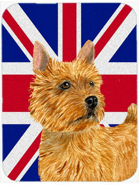 Norwich Terrier with English Union Jack British Flag Glass Cutting Board Large Size SS4941LCB by Caroline&#39;s Treasures