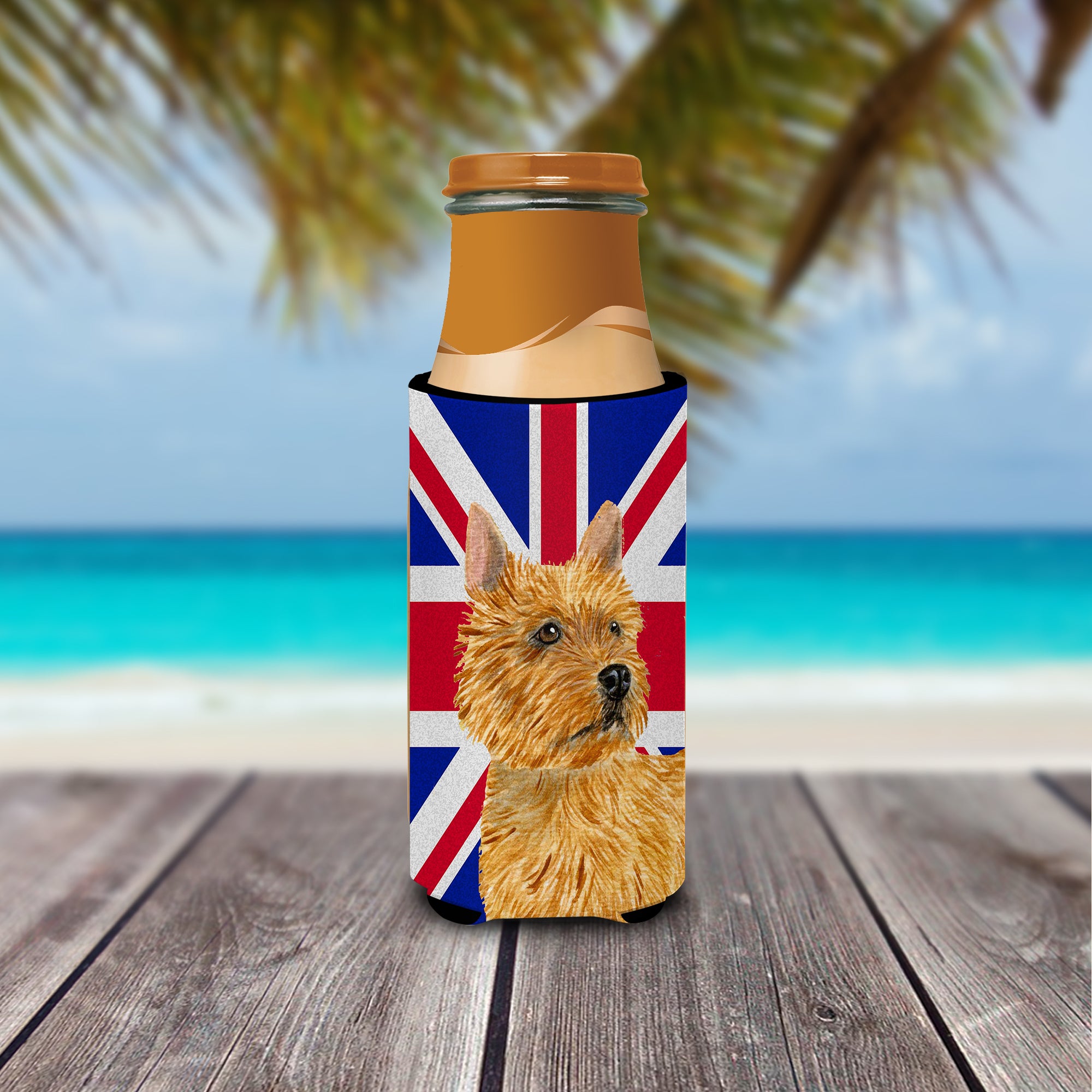 Norwich Terrier with English Union Jack British Flag Ultra Beverage Insulators for slim cans SS4941MUK.