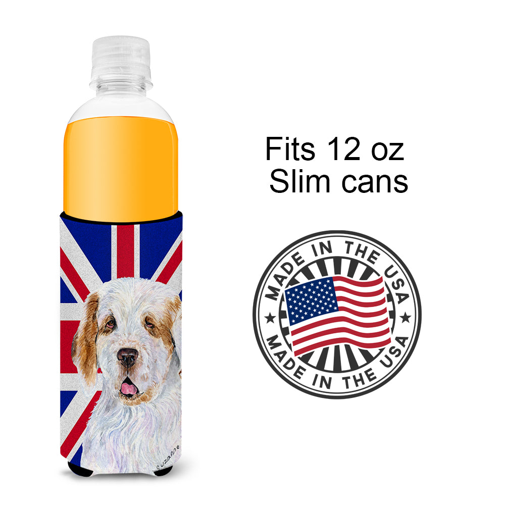 Clumber Spaniel with English Union Jack British Flag Ultra Beverage Insulators for slim cans SS4942MUK.